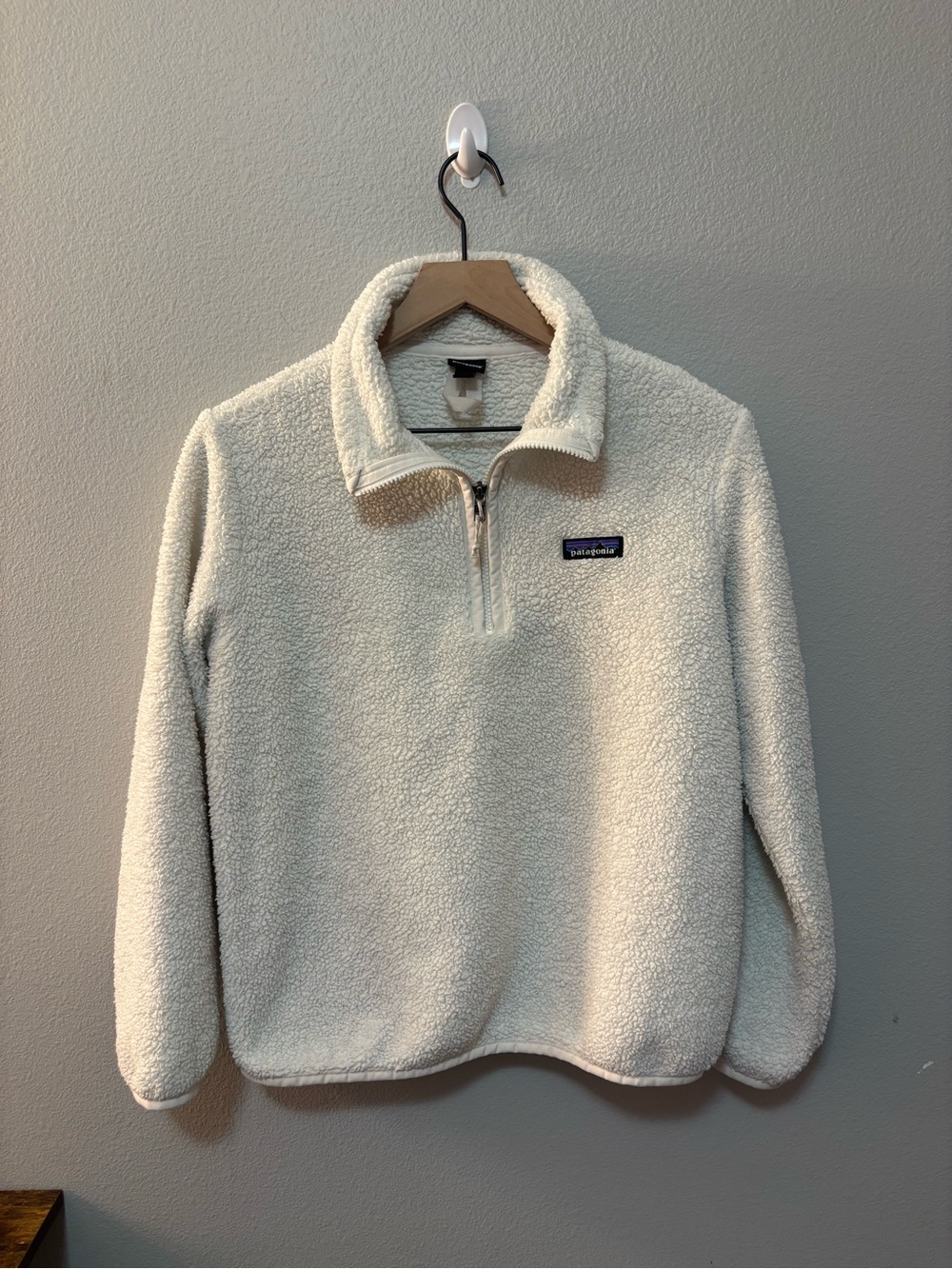 Patagonia Los Gatos 1/4 Zip Sherpa Fleece Pullover Cream White 25235 Womens S